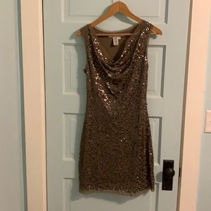 Beige sequin cocktail dress